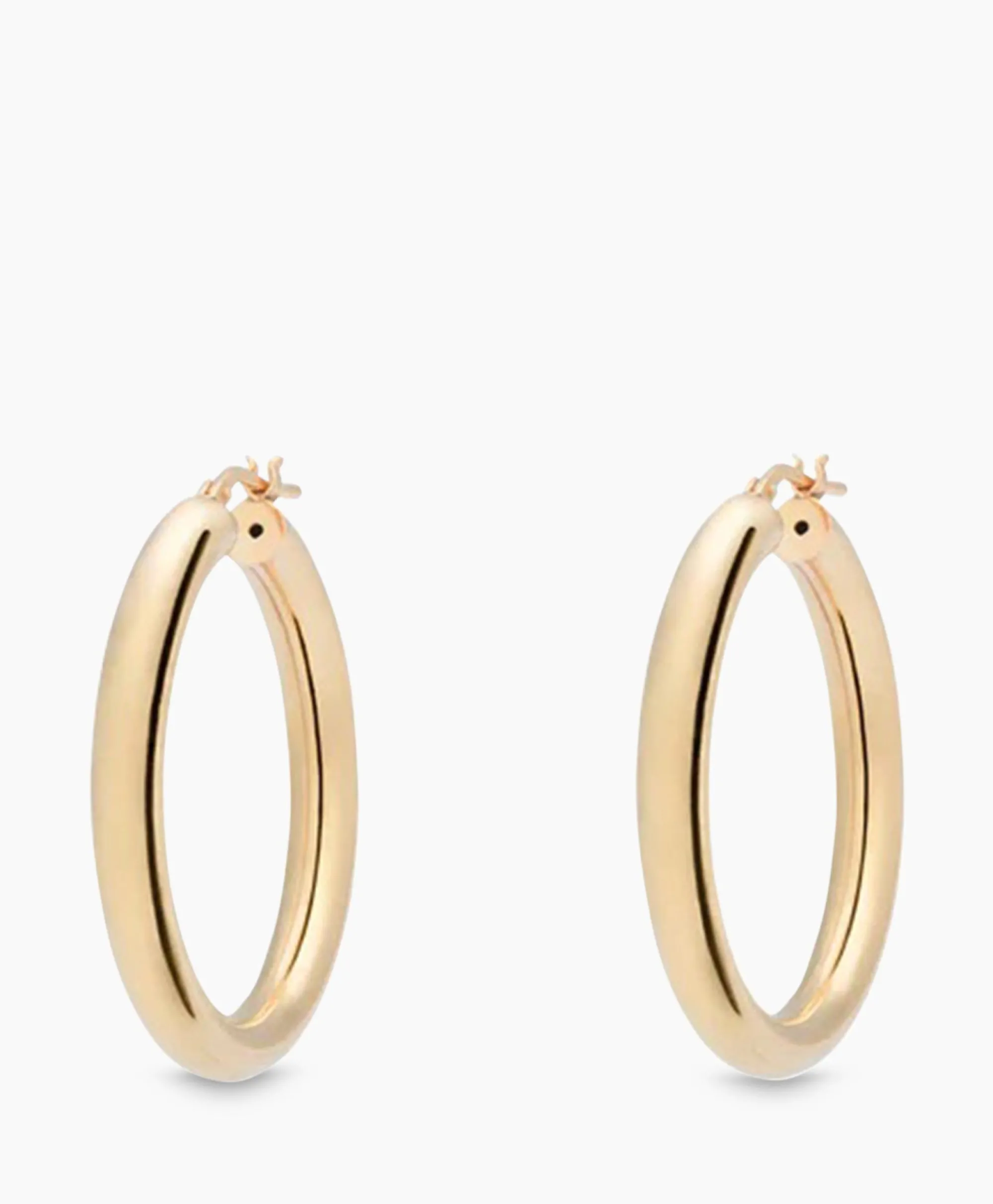 Anna+nina Oorbellen Round Plain Hoop Earrings Silver Goldpla Goud*Dames Sieraden