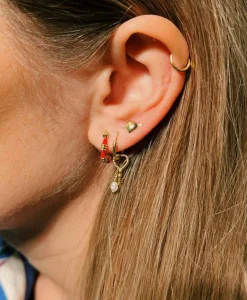 Anna+nina Oorbellen Single Cupid Stud Earring Silver Goldpla Goud*Dames Sieraden