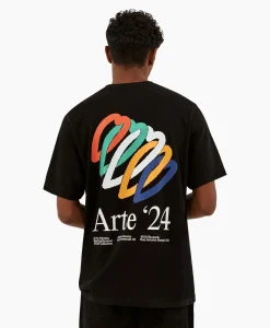 Arte Antwerp T-Shirt Korte Mouw Heart Rings Back Print Zwart*Heren T-Shirts