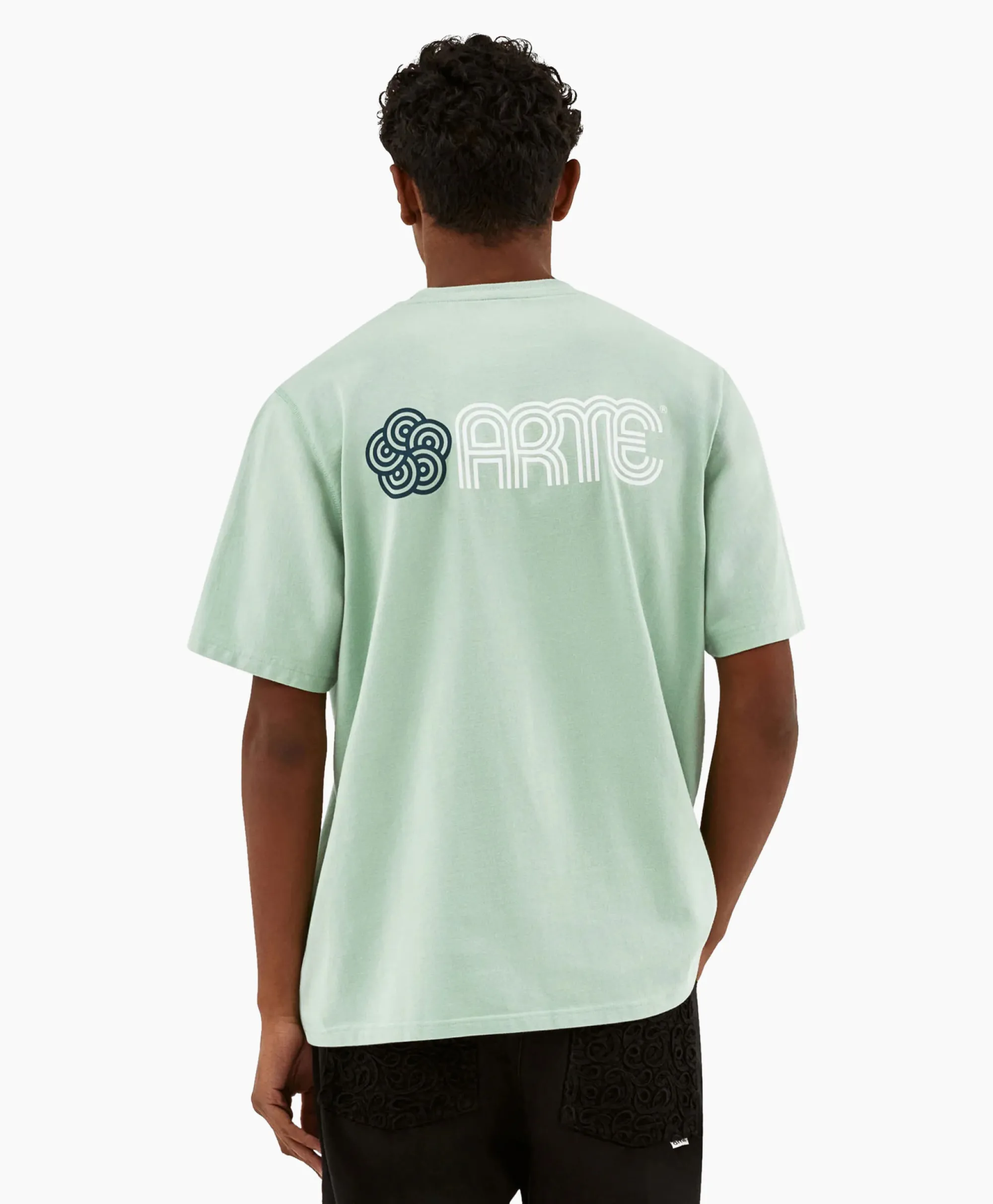 Arte Antwerp T-Shirt Korte Mouw Circle Flower Back Front Print Groen*Heren T-Shirts