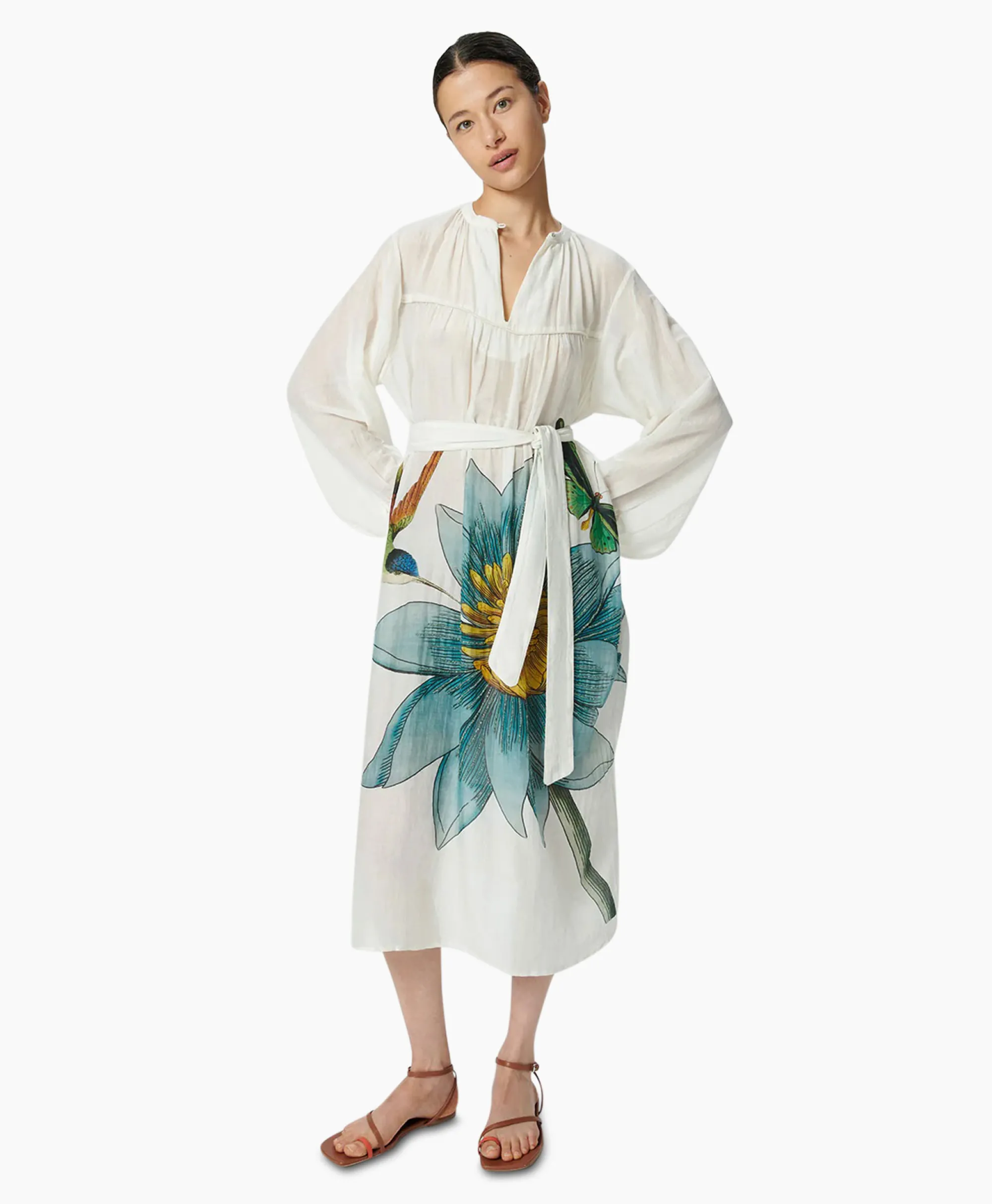 Chufy Maxi Jurk Daisy Embroidered Blauw*Dames Bruiloftskleding