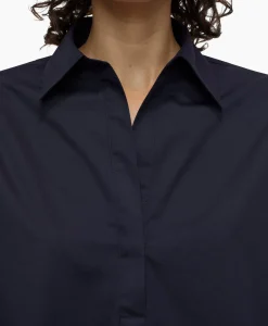 Closed Blouse Open Neck Tunic Donker Blauw*Dames Blouses