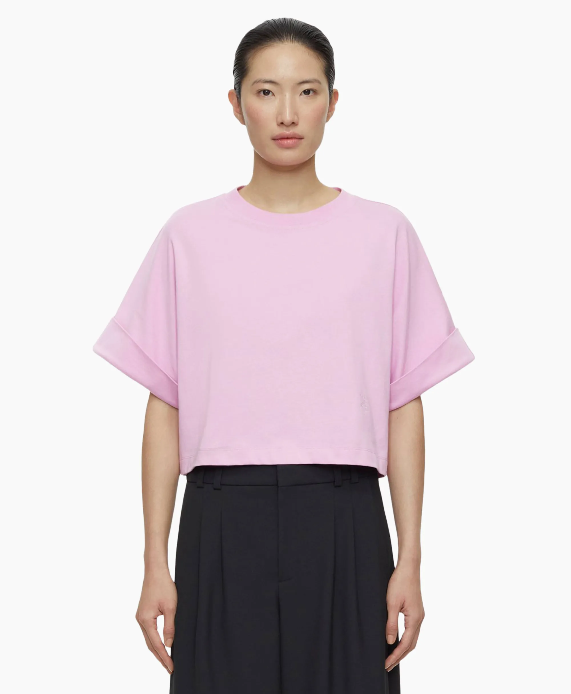 Closed T-Shirt Korte Mouw Turn Up Roze*Dames T-Shirts & Tops