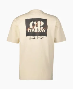 Cp Company T-Shirt Mercerized Jersey Graphic Ecru*Heren T-Shirts