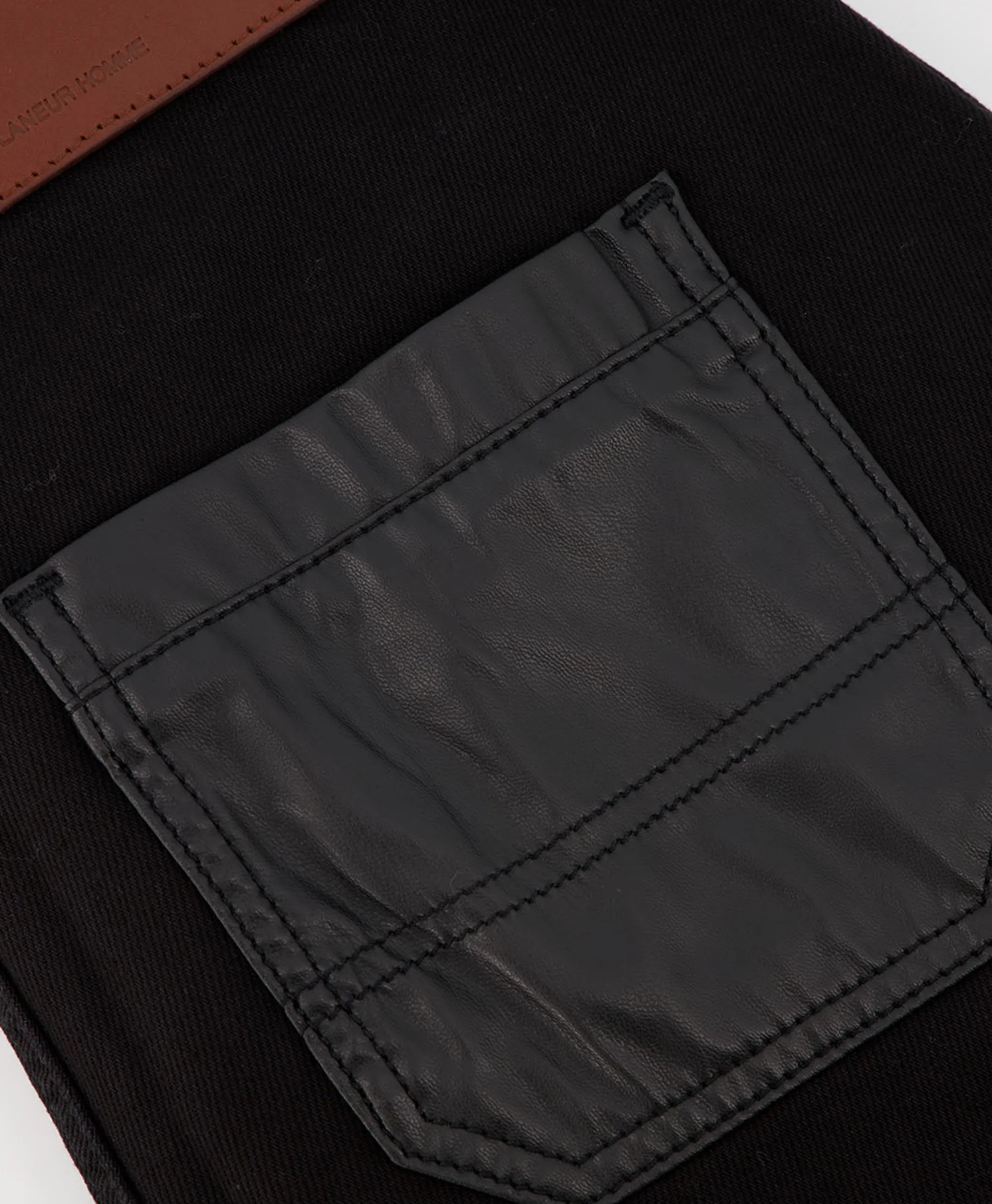 Flâneur Flaneur Jeans Carpenter Straight With Leather Patches Zwart*Heren Broeken