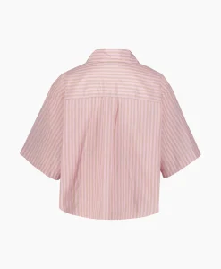 Forte_forte Blouse Chic Striped Taffetas Half Sleeves Boxy Rose*Dames Blouses