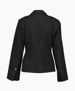 Ganni Blazer Drapey Melange Fitted Double Breasted Zwart*Dames Blazers