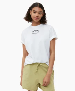 Ganni T-Shirt Korte Mouw Thin Jersey Relaxed O-Neck Wit*Dames T-Shirts & Tops