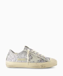 Golden Goose Sneaker V-Star 2 Glitter Upper Rubber Toe Suede St Zilver*Dames Sneakers