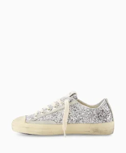 Golden Goose Sneaker V-Star 2 Glitter Upper Rubber Toe Suede St Zilver*Dames Sneakers