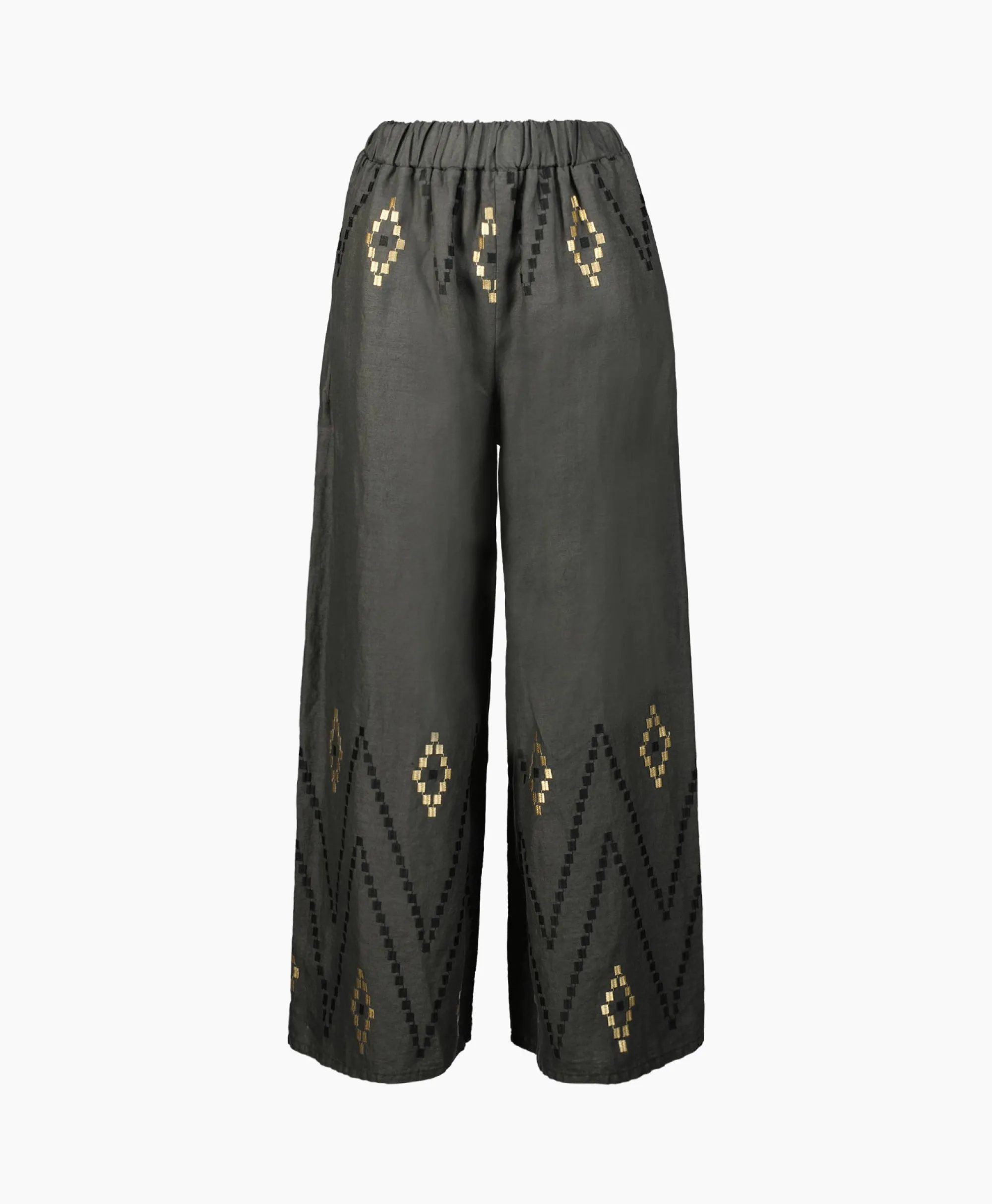 Greek Archaic Kori Pantalon Zig Zag Elastic Waist Khaki*Dames Broeken