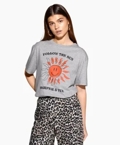 Harper & Yve Harper & Yve T-Shirt Korte Mouw Smiley-Ss Grijs*Dames T-Shirts & Tops