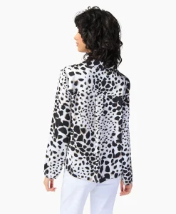 Joseph Ribkoff Blouse Lange Mouw Print Wikkel Zwart Dessin*Dames Blouses