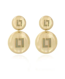 Lott. Gioielli Oorbellen Ce Re Round Logo Sand Goud*Dames Sieraden