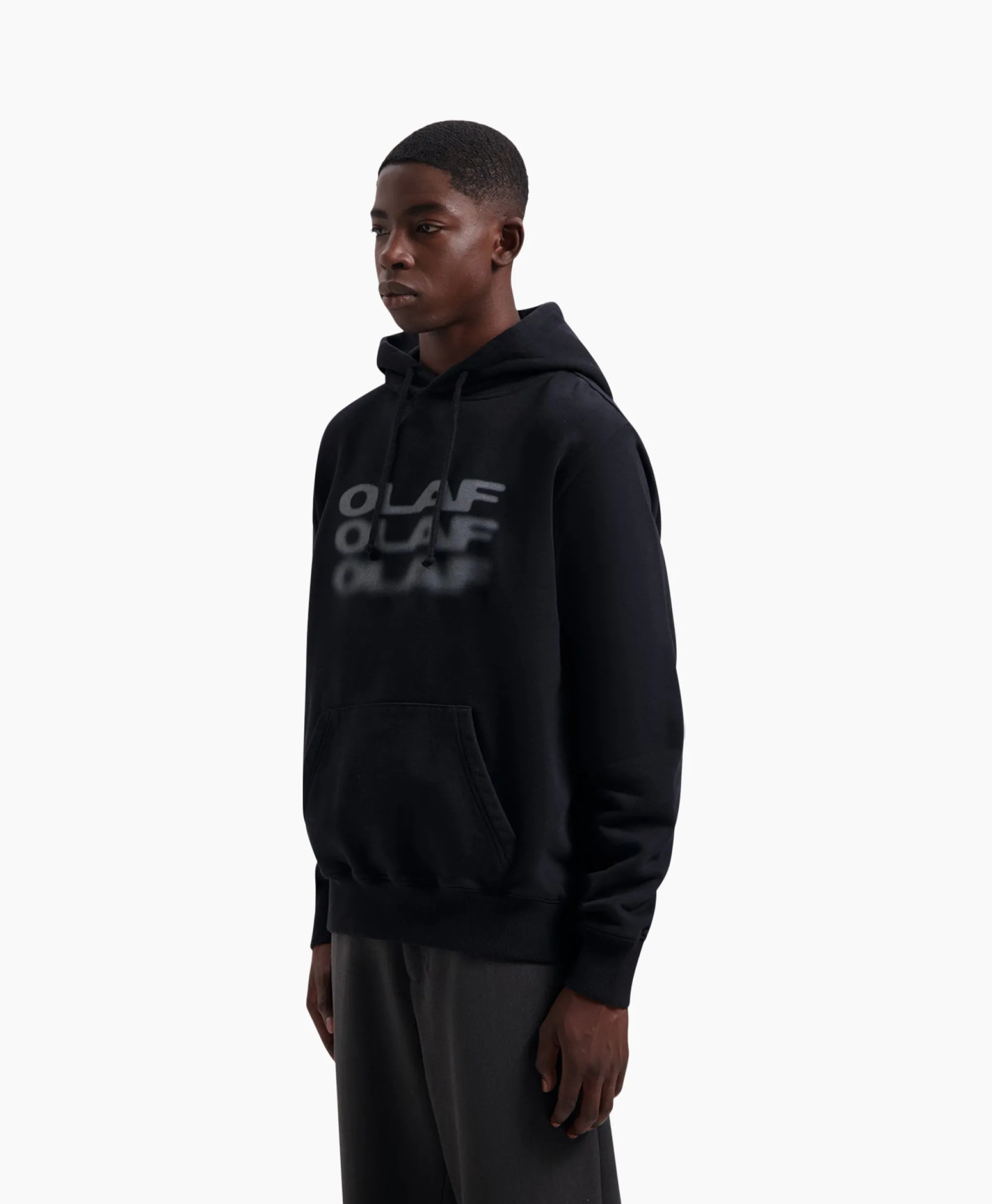 Olaf Hussein Hoodie Blur Logo Zwart*Heren Truien