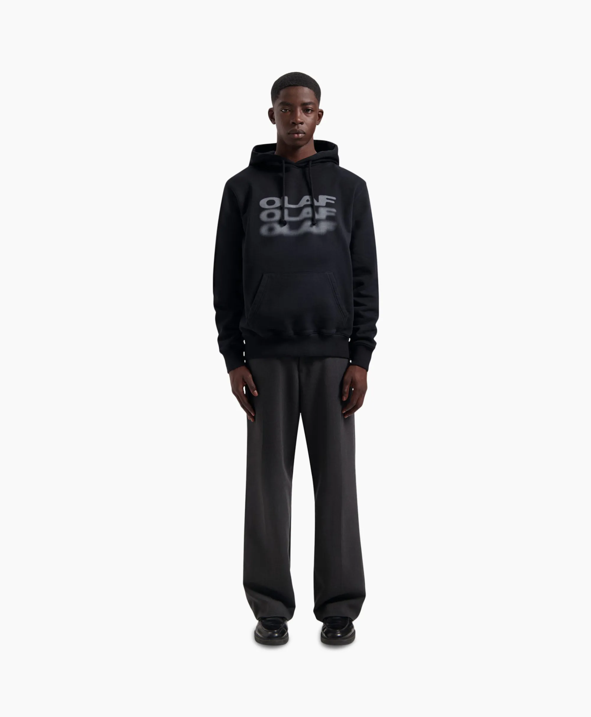 Olaf Hussein Hoodie Blur Logo Zwart*Heren Truien