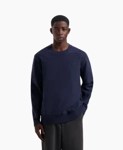 Olaf Hussein Sweater Logo Crewneck Donker Blauw*Heren Truien