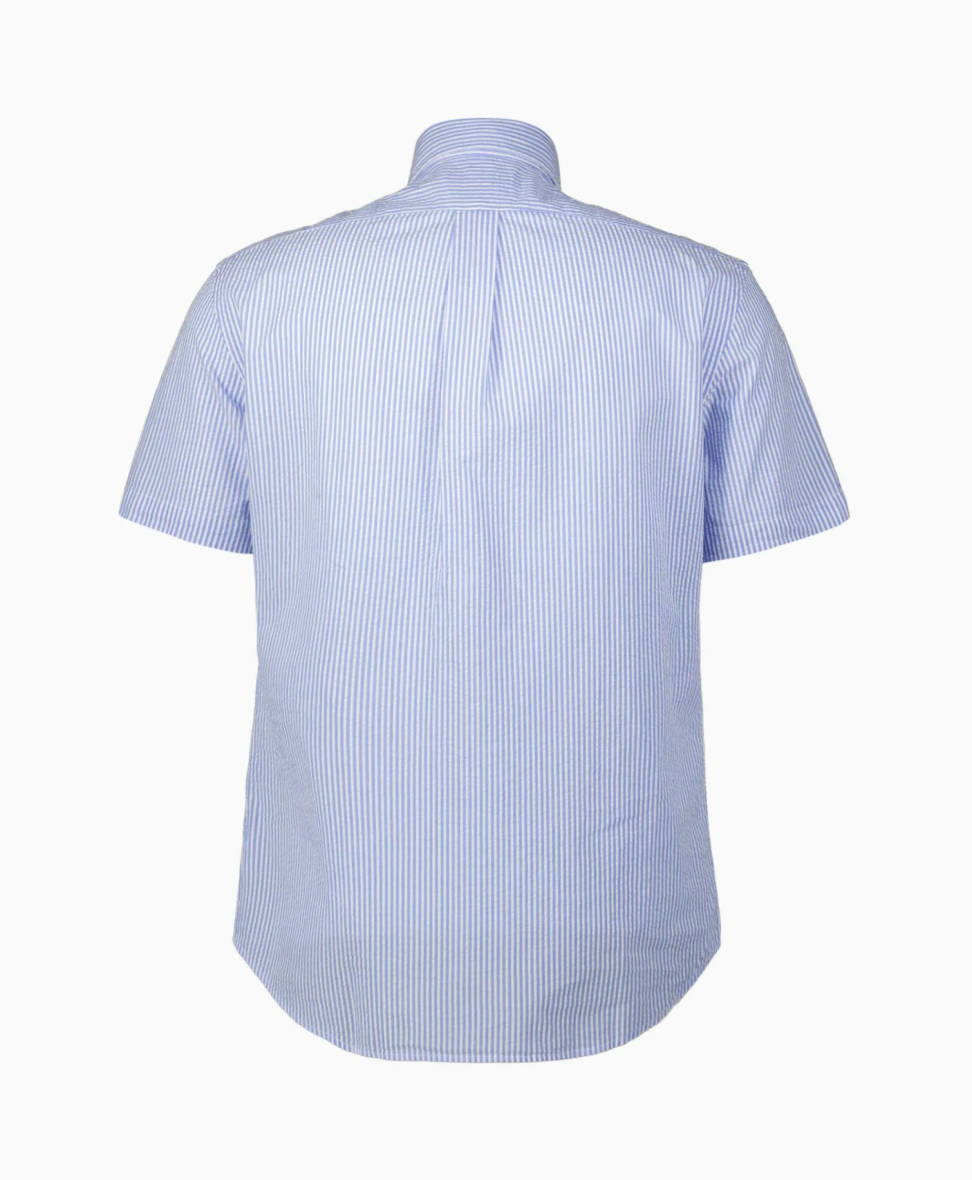 Ralph Lauren Overhemd Seersucker Short Sleeve Licht Blauw*Heren Overhemden