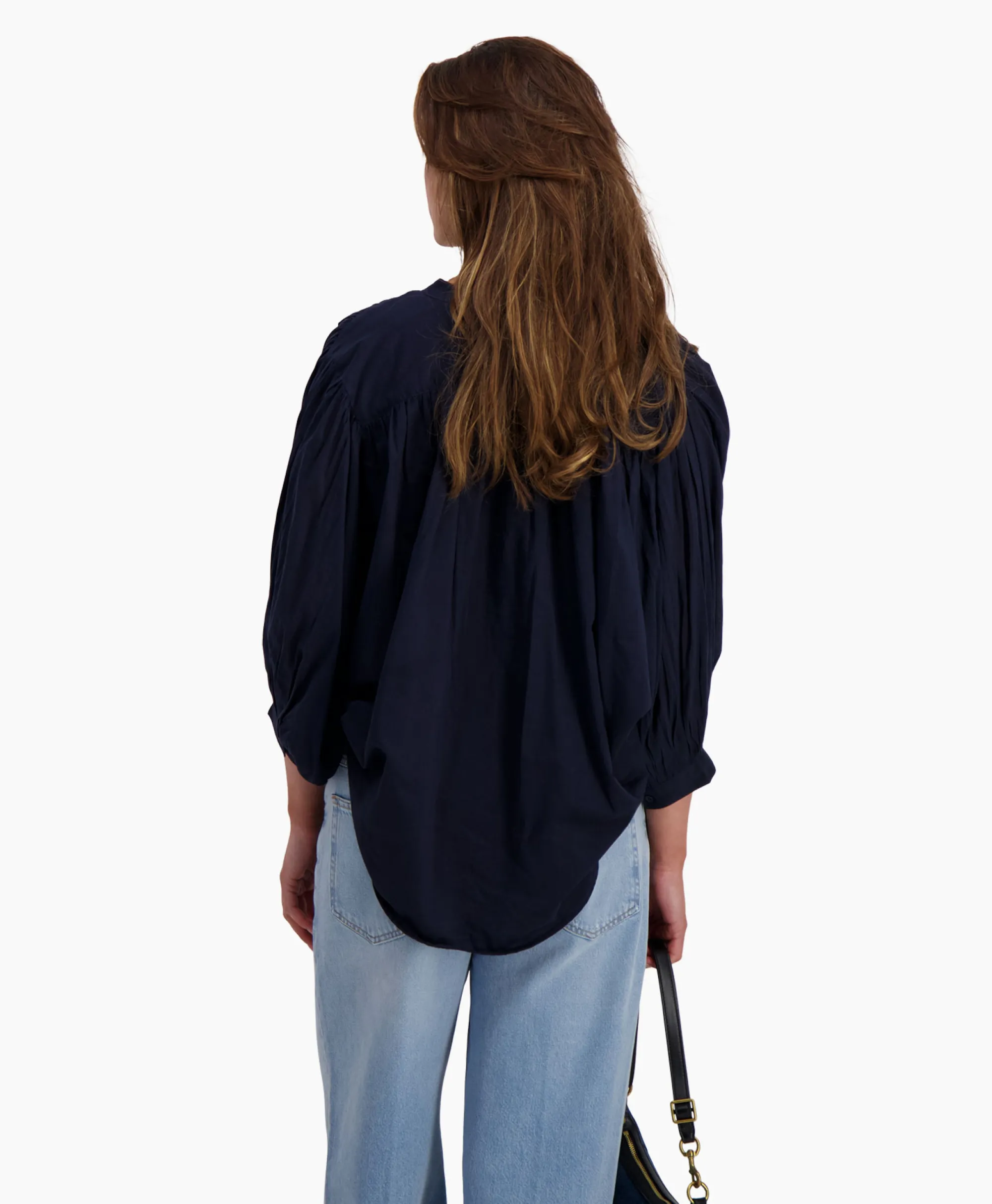 Sea Me Happy Blouse Balloon Donker Blauw*Dames Blouses